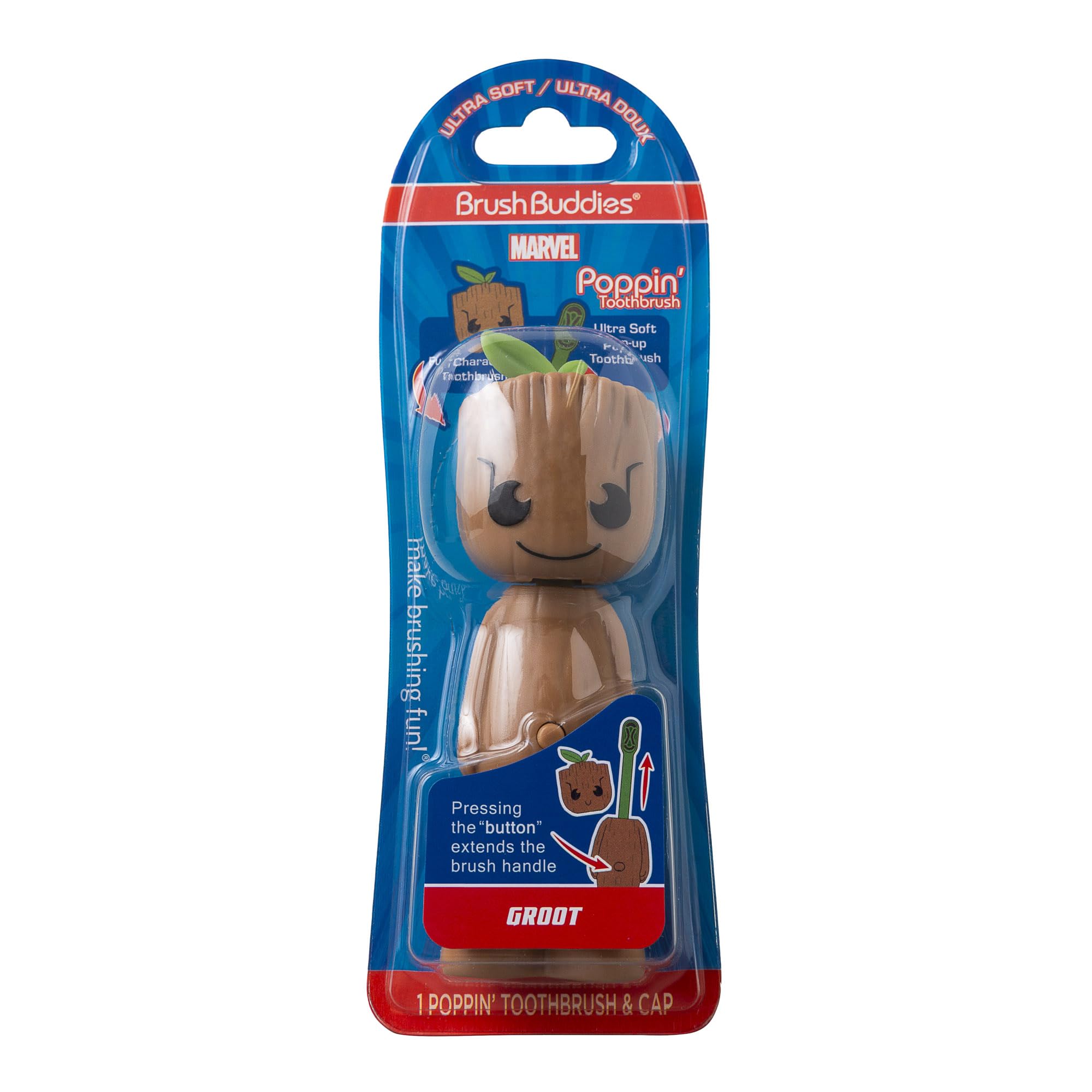 Brush Buddies Marvel Groot kids toothbrush with soft rounded bristles