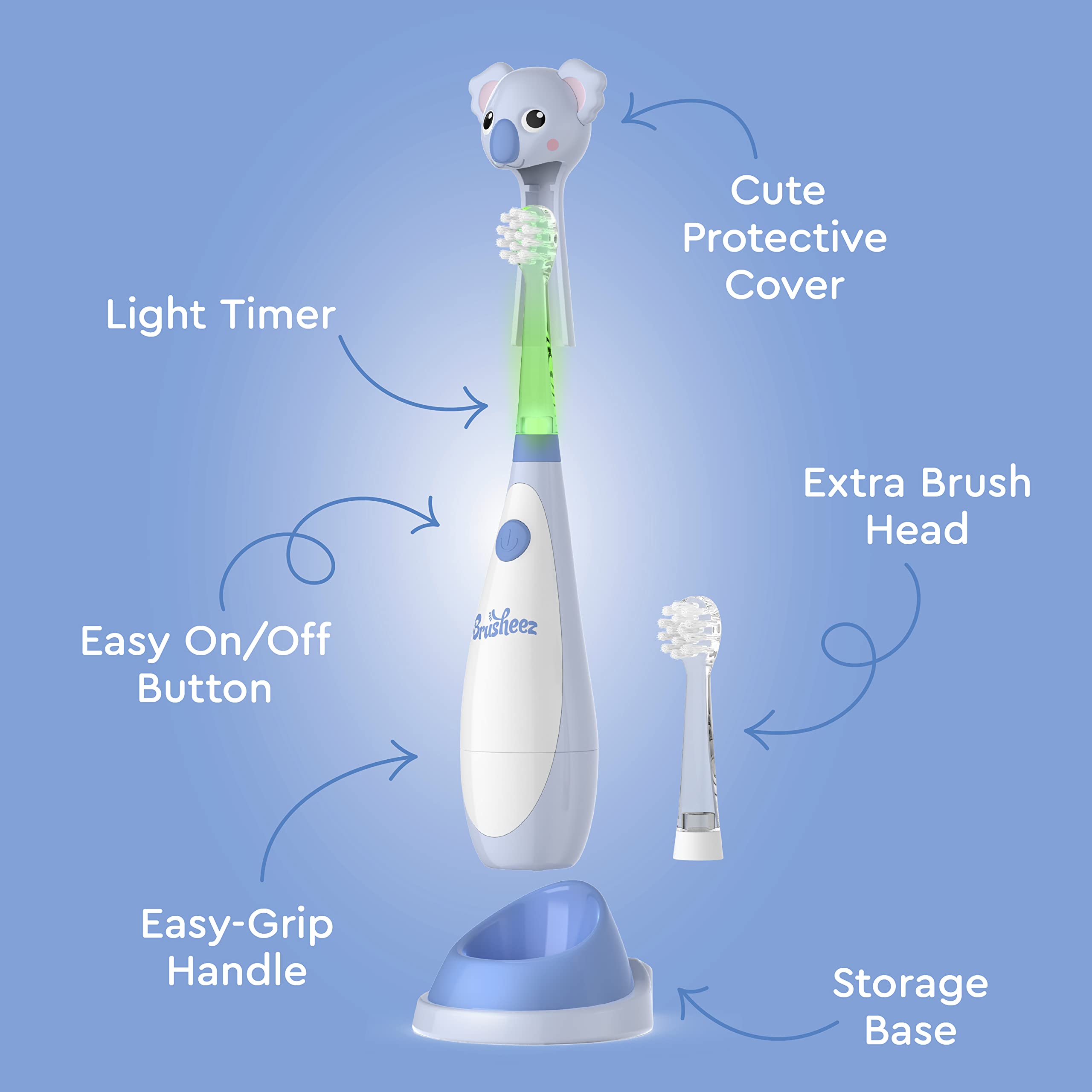 Includes extra brush head and storage stand
