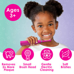Close-up of the soft bristles on the Brusheez kids toothbrush