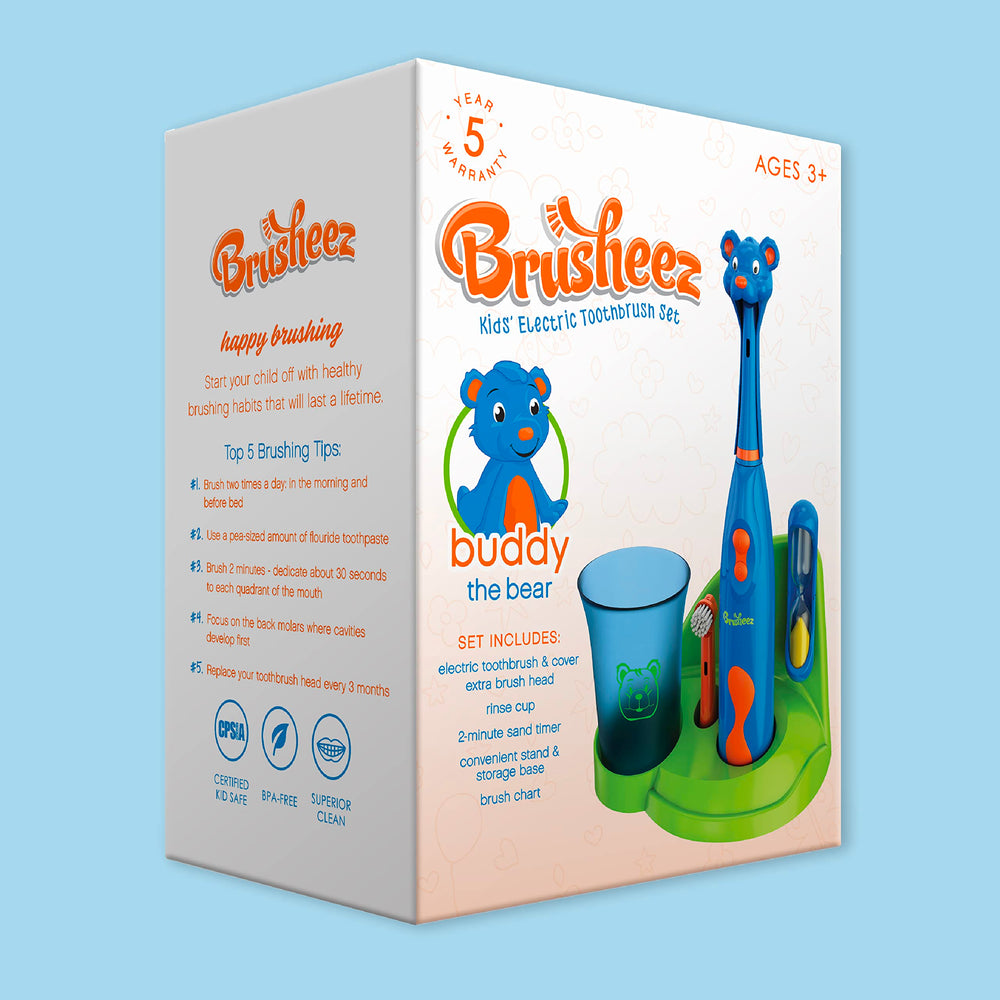 Brusheez packaging box with warranty information