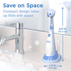 Storage base with toothbrush and extra head neatly stored