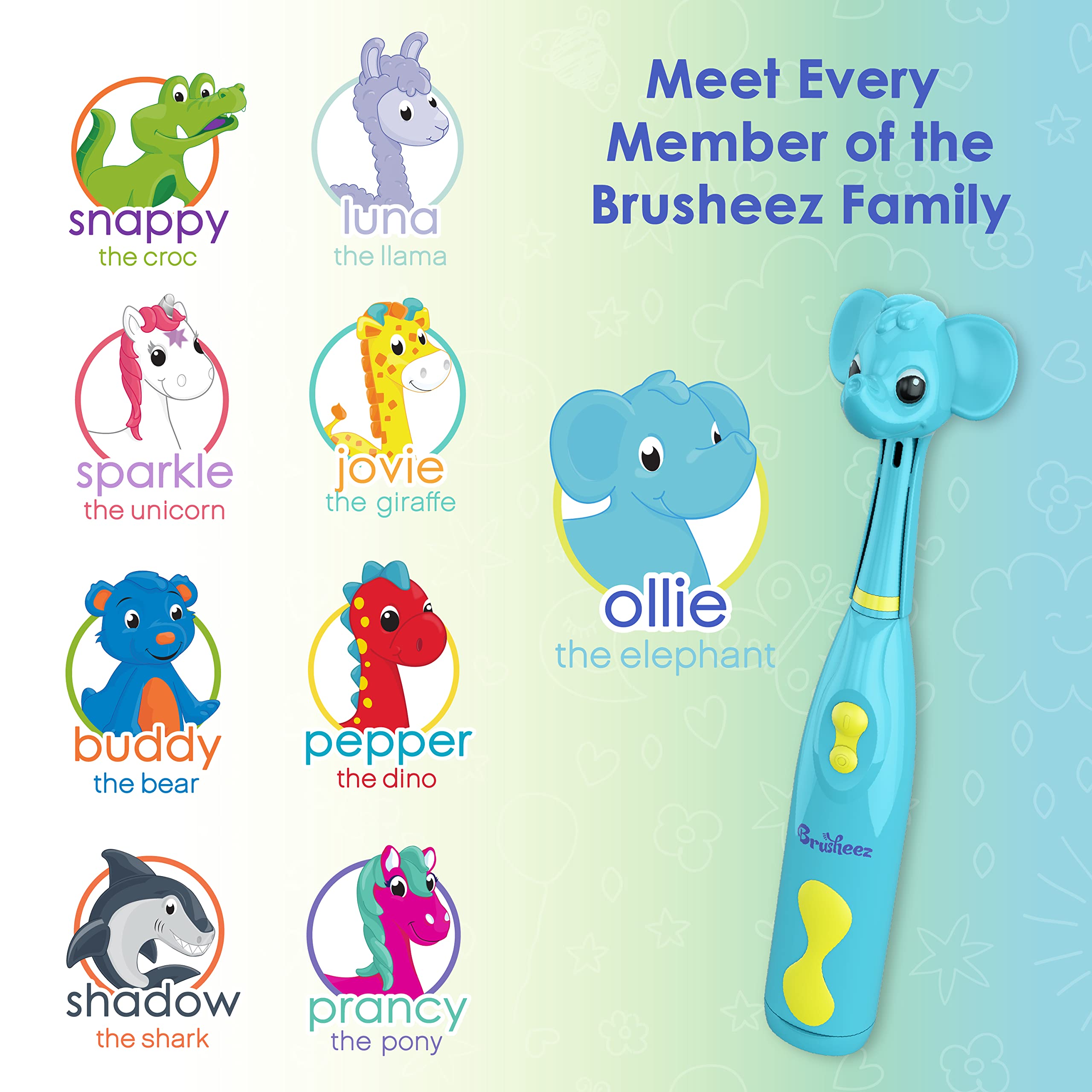 Storage base for Brusheez kids toothbrush set