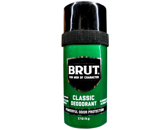 BRUT Classic Round Deodorant Stick 2-pack for all-day odor protection.