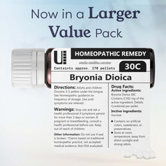Packaging shows 270 pellets equal 90 doses for Bryonia Dioica 30C