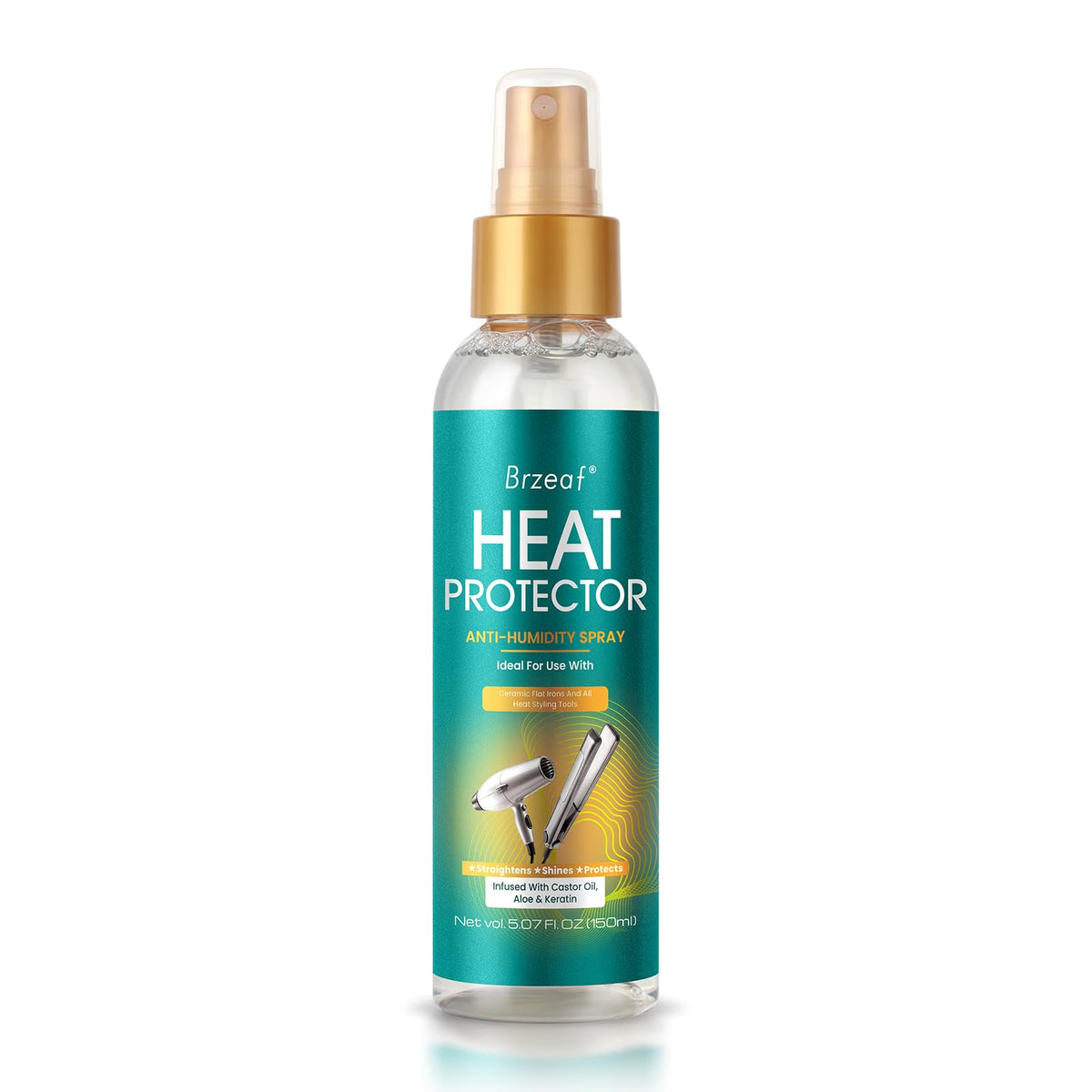 Brzeaf Heat Protection Spray bottle ready for heat styling.