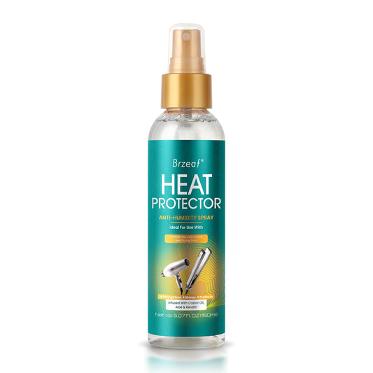 Brzeaf Heat Protection Spray bottle ready for heat styling.