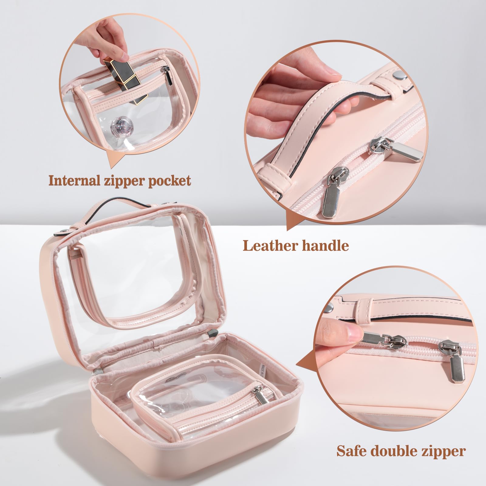 BS-MALL Travel Toiletry Bag multiple-compartments for organized cosmetics.