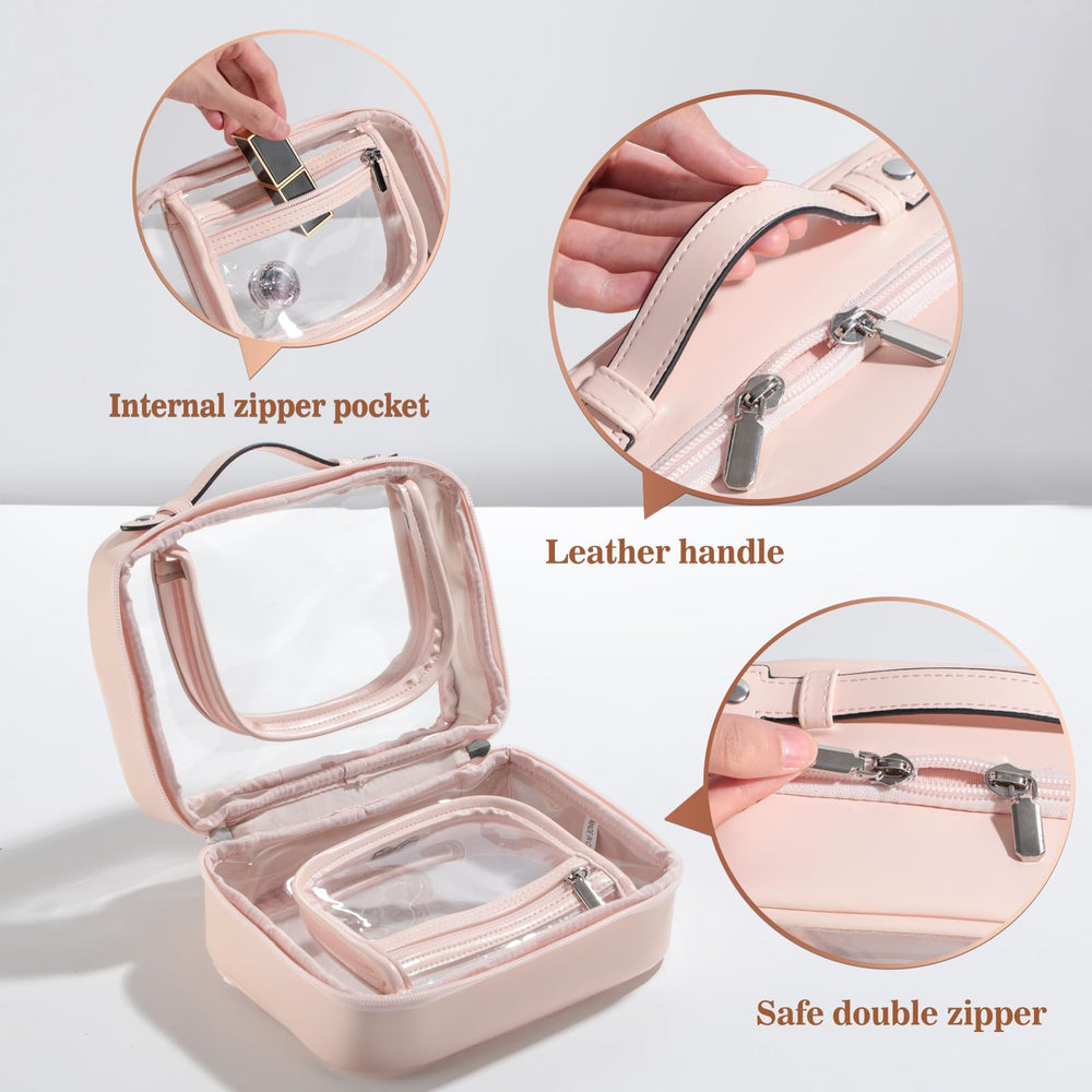 BS-MALL Travel Toiletry Bag multiple-compartments for organized cosmetics.