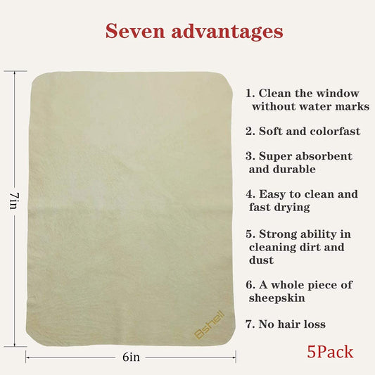 BSHELL Chamois Cloth 7x6 inch Pack of 5 - angled view