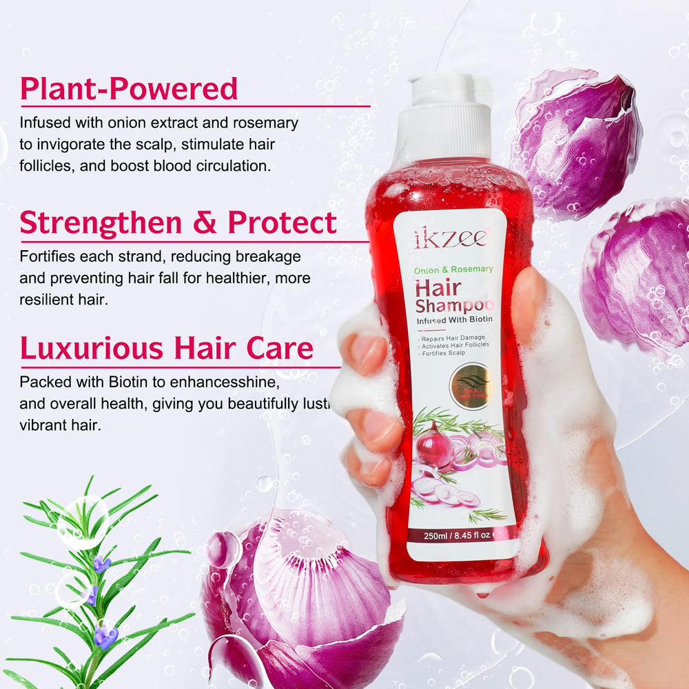 BSMKCL ingredients close-up with onion and rosemary for scalp nourishment.