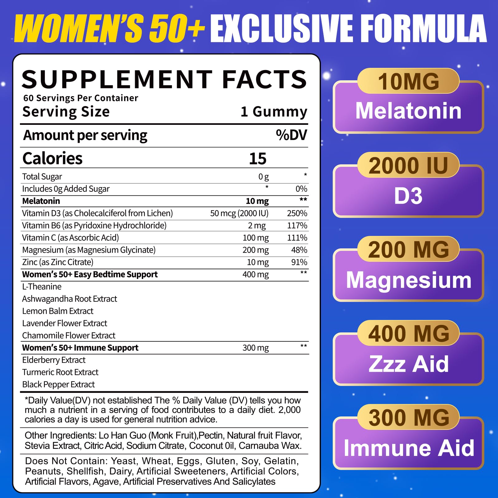 Close-up of gummies for women 50+