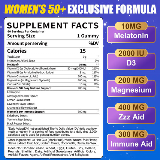 Close-up of gummies for women 50+