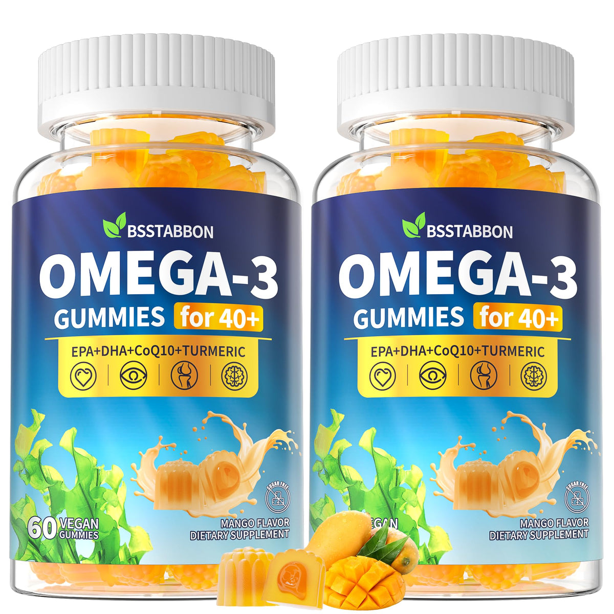 BSSTABBON Omega-3 Gummies bottle, 120-count, vegan algae-based EPA and DHA