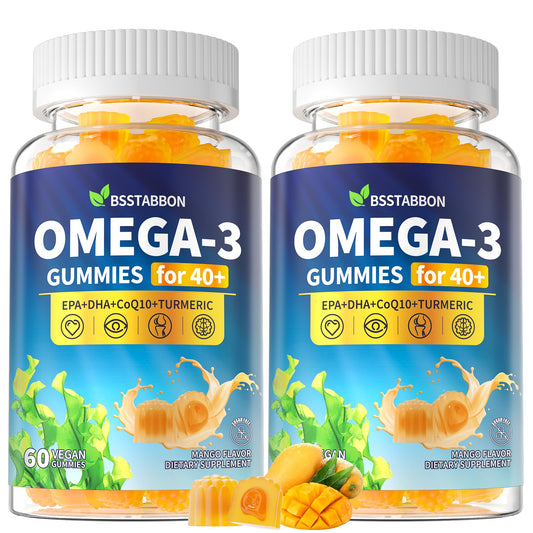 BSSTABBON Omega-3 Gummies bottle, 120-count, vegan algae-based EPA and DHA