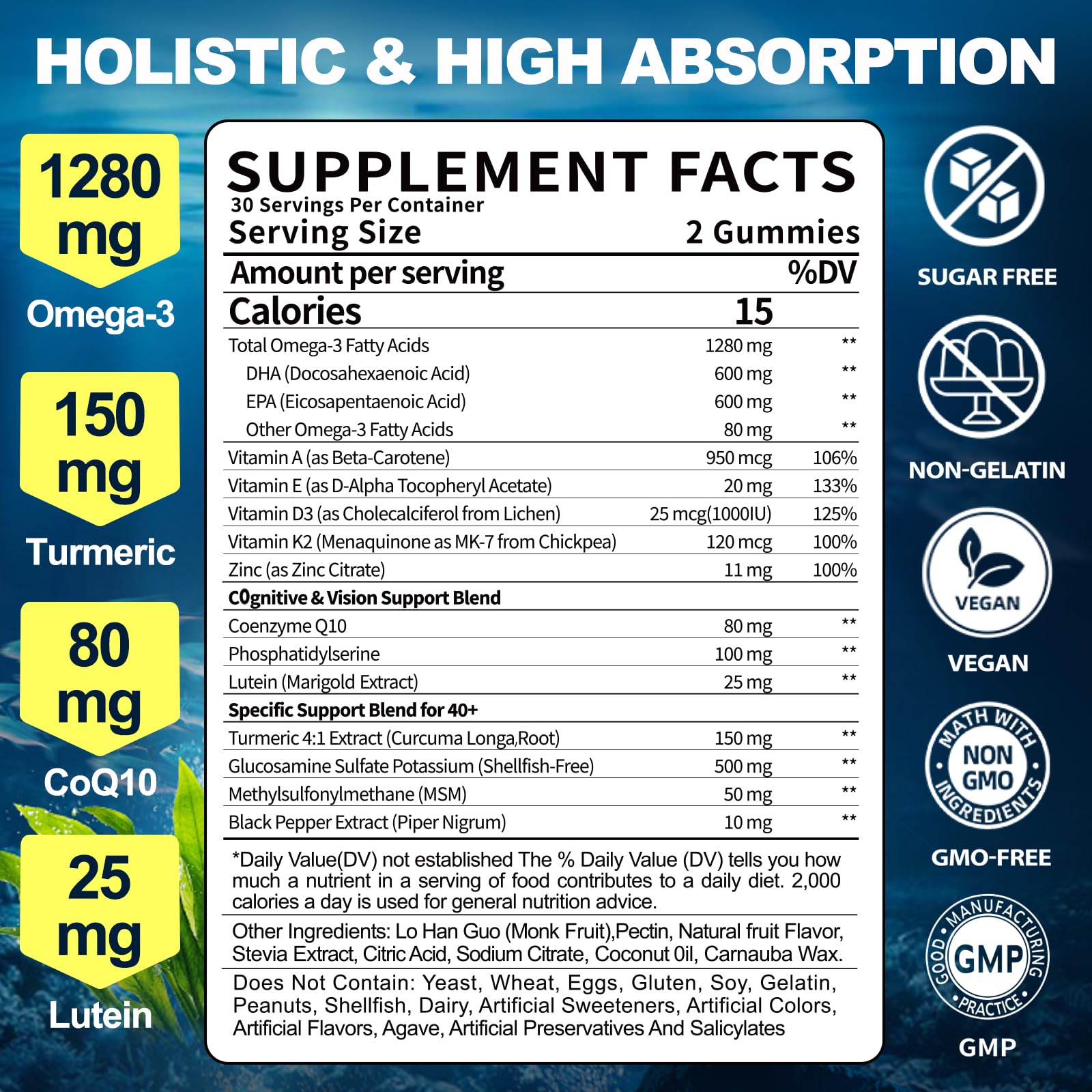 Close-up of 600mg EPA and 600mg DHA per serving in BSSTABBON Omega-3 Gummies