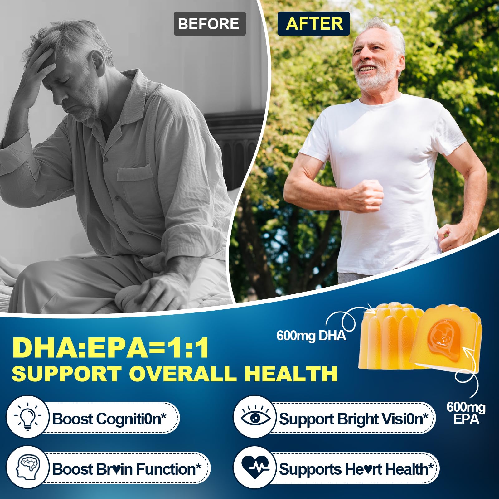 BSSTABBON Omega-3 Gummies with Turmeric, Vitamin D3 and Vitamin K2 for mobility