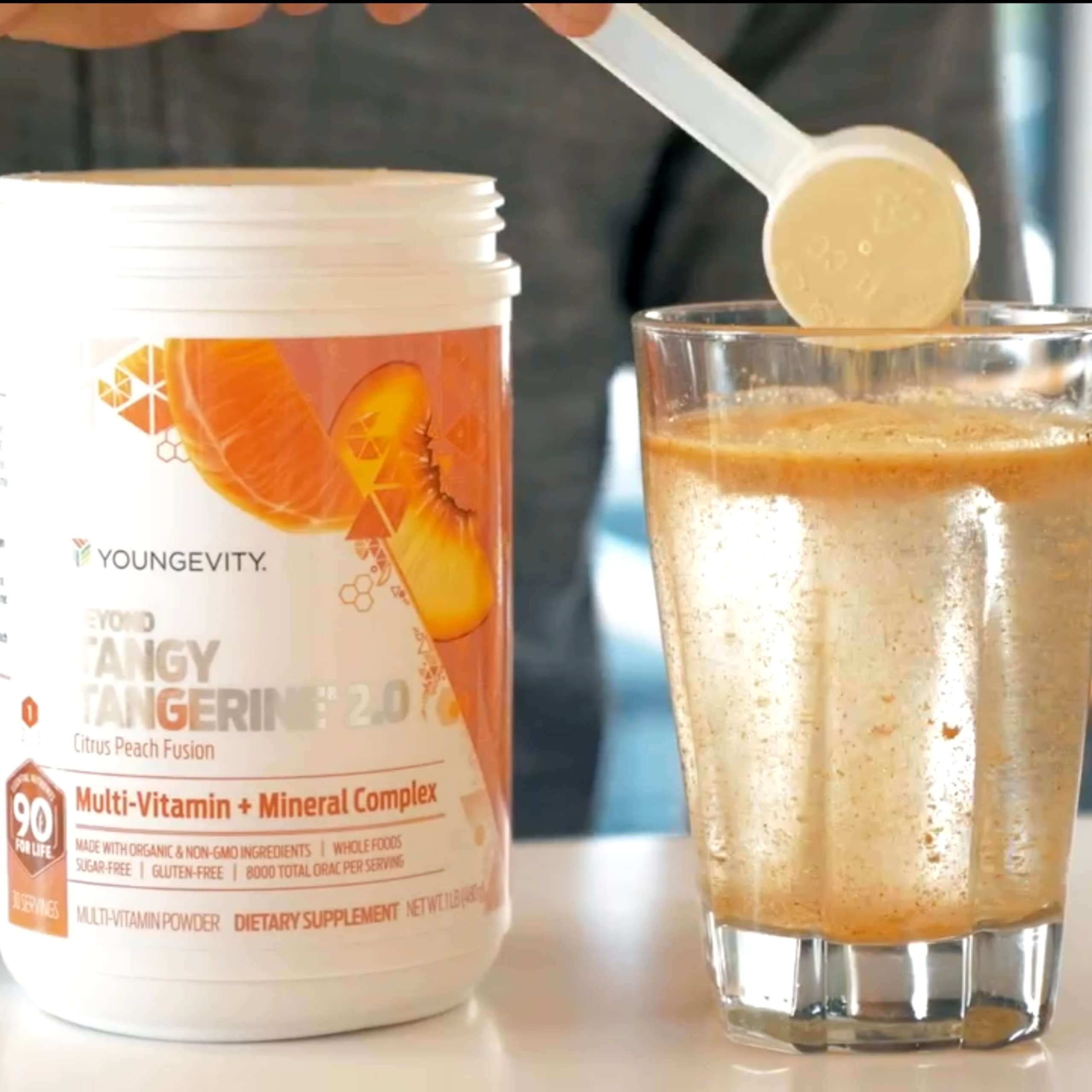 Nutrition ingredients label for Youngevity Tangy Tangerine 2.0