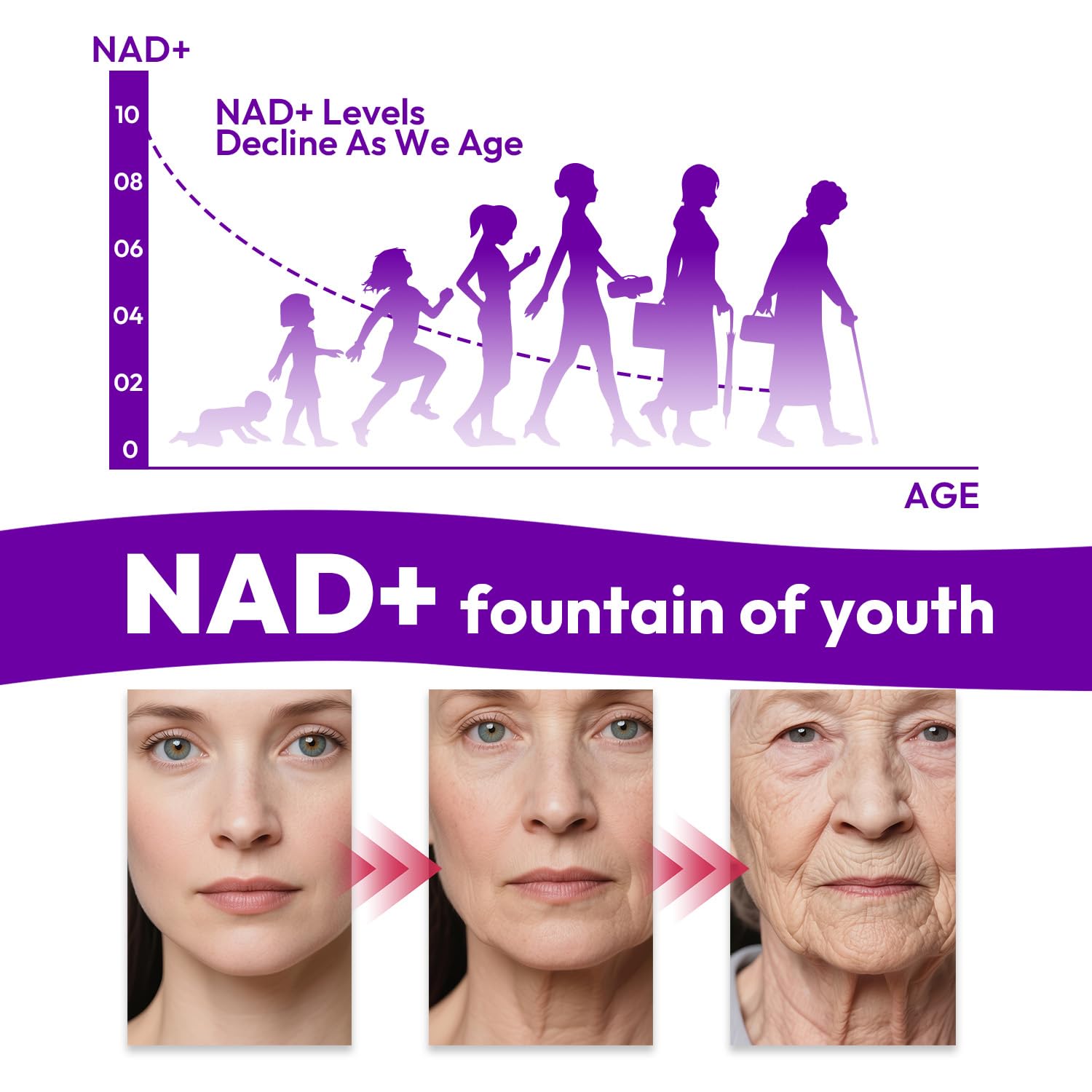 NAD+ supplement bottle displaying dosage information