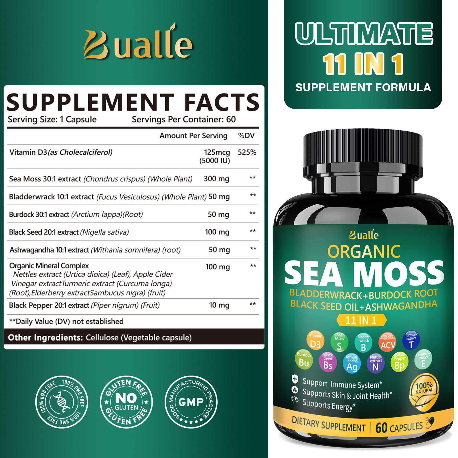 Organic Irish Sea Moss with supporting botanicals