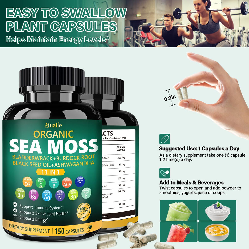 Close-up of 150 capsules per bottle