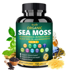Bualle Sea Moss Capsules bottle on white background
