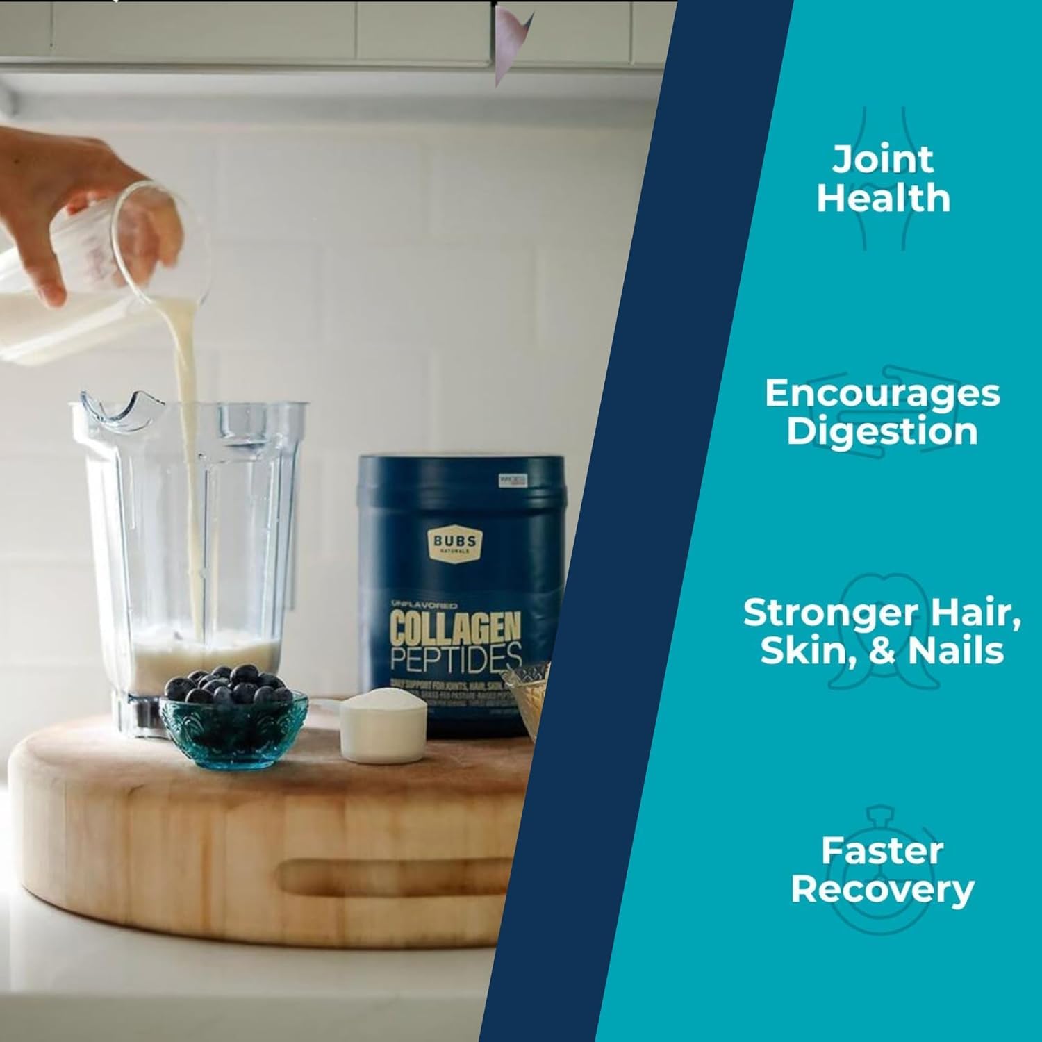 Two-scoop serving of BUBS Naturals collagen powder