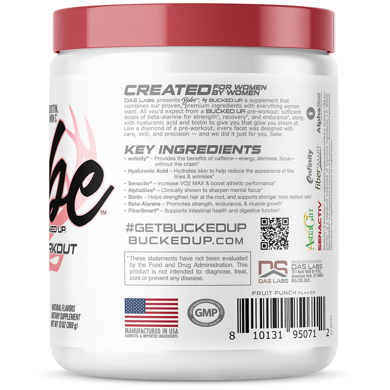 13 oz Bucked Up Babe Pre-Workout for Women container