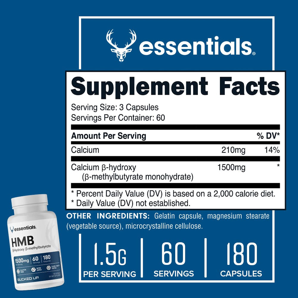 Bucked Up HMB Essentials bottle back label