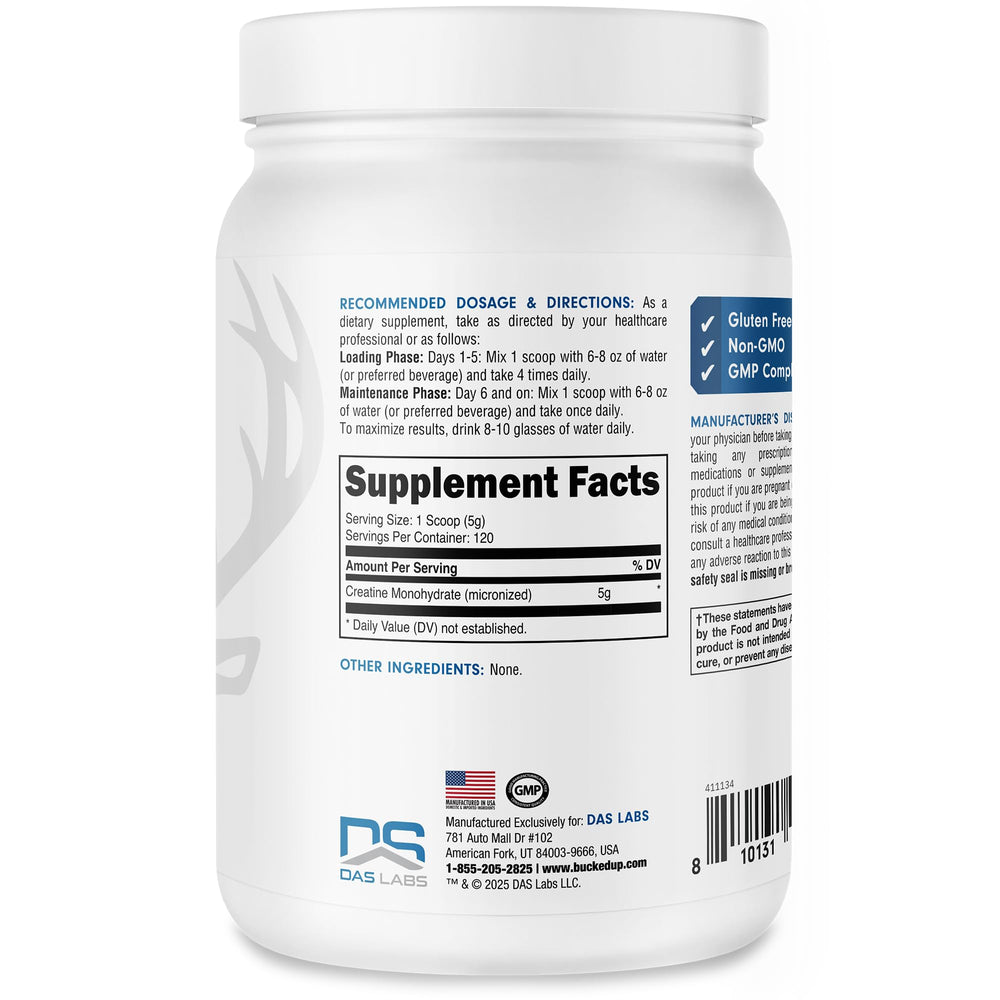 Product label highlighting 600 g, 120 servings, gluten-free and non-GMO