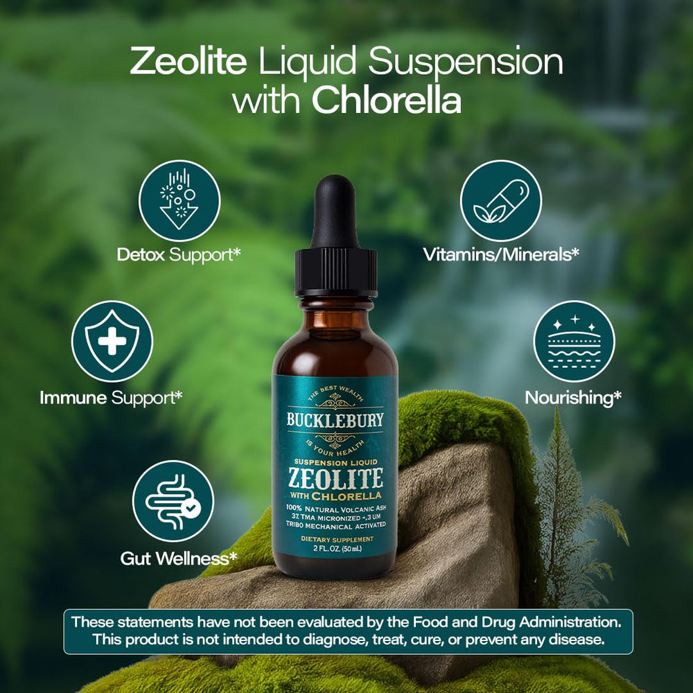 BUCKLEBURY Zeolite Liquid Suspension bottle label close-up