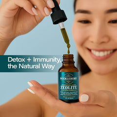Graphic showing detox and immune support with zeolite and chlorella