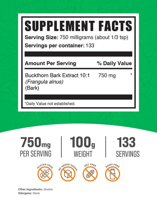 Bottle of Buckthorn Bark Extract Powder 100g