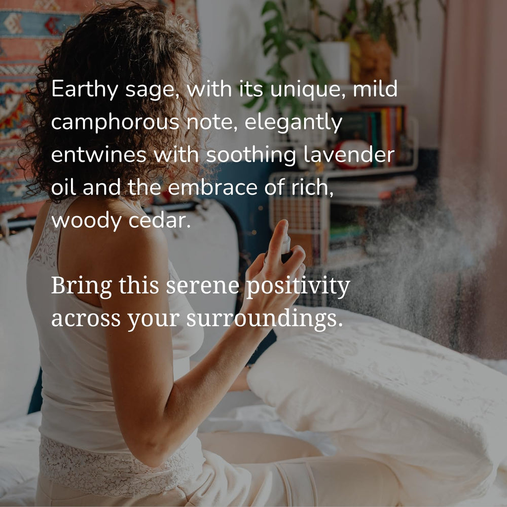 Mist from Buddha White Sage Spray cleansing a space