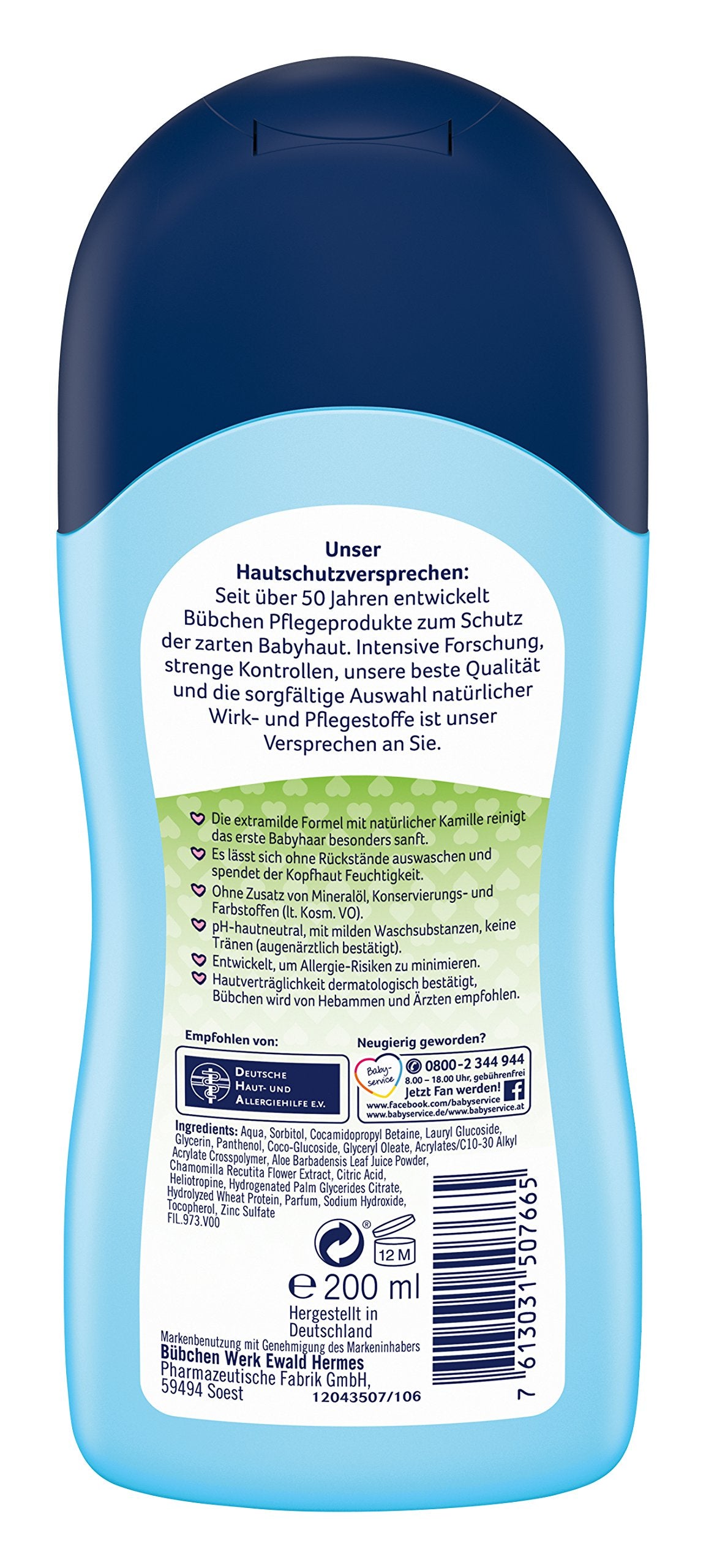 Front view of Buebchen Baby Shampoo 200 ml