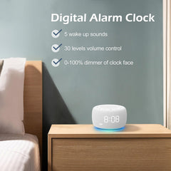 Buffbee 2-in-1 bottom light glowing with seven colors for calming ambiance.