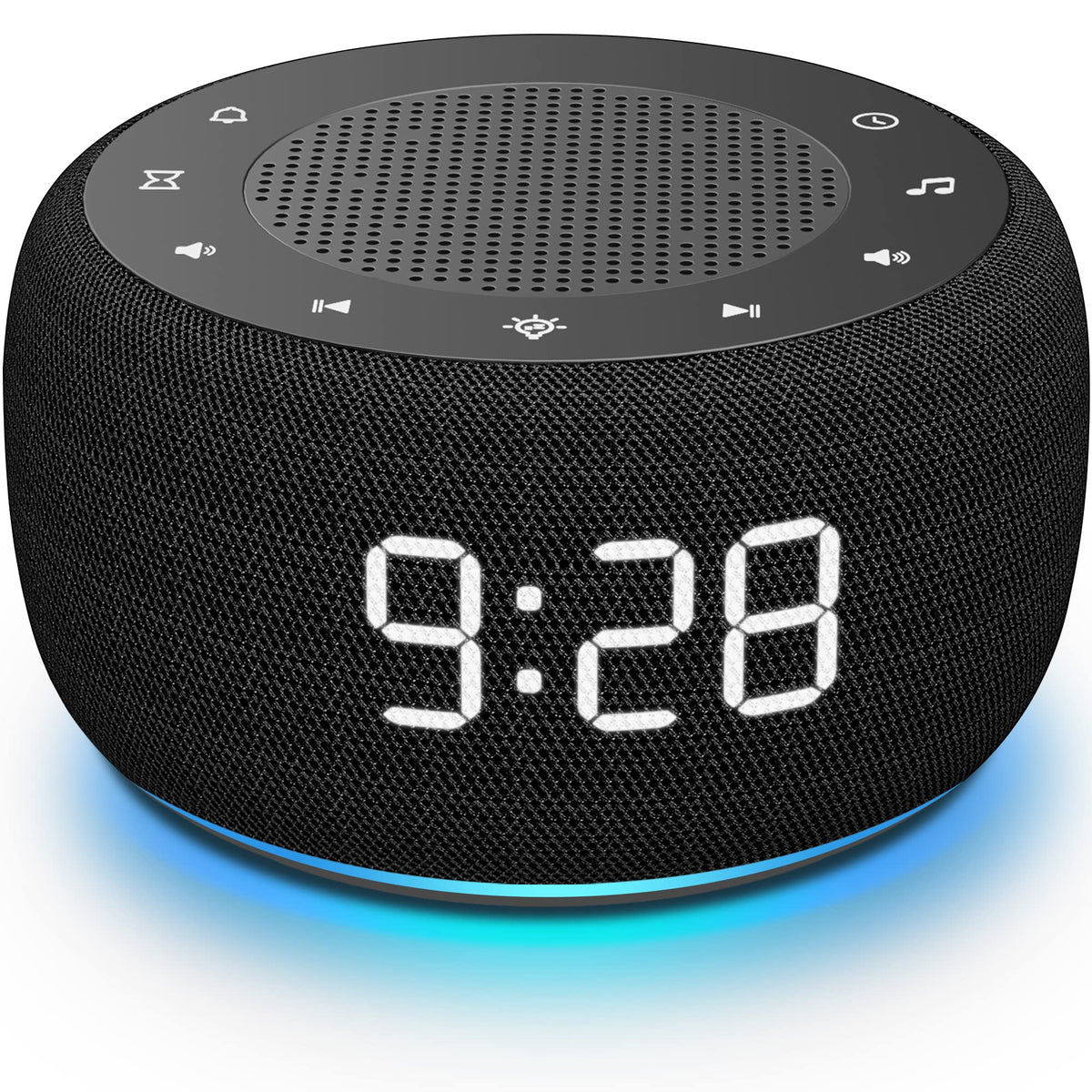 Buffbee sound machine front view for compact bedside setup promoting quieter nights