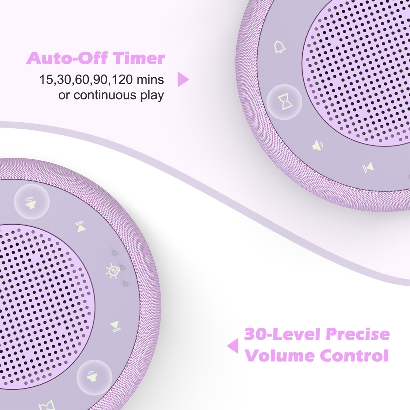 Buffbee sound machine sleep timer activation demonstrates customizable nap cycles.