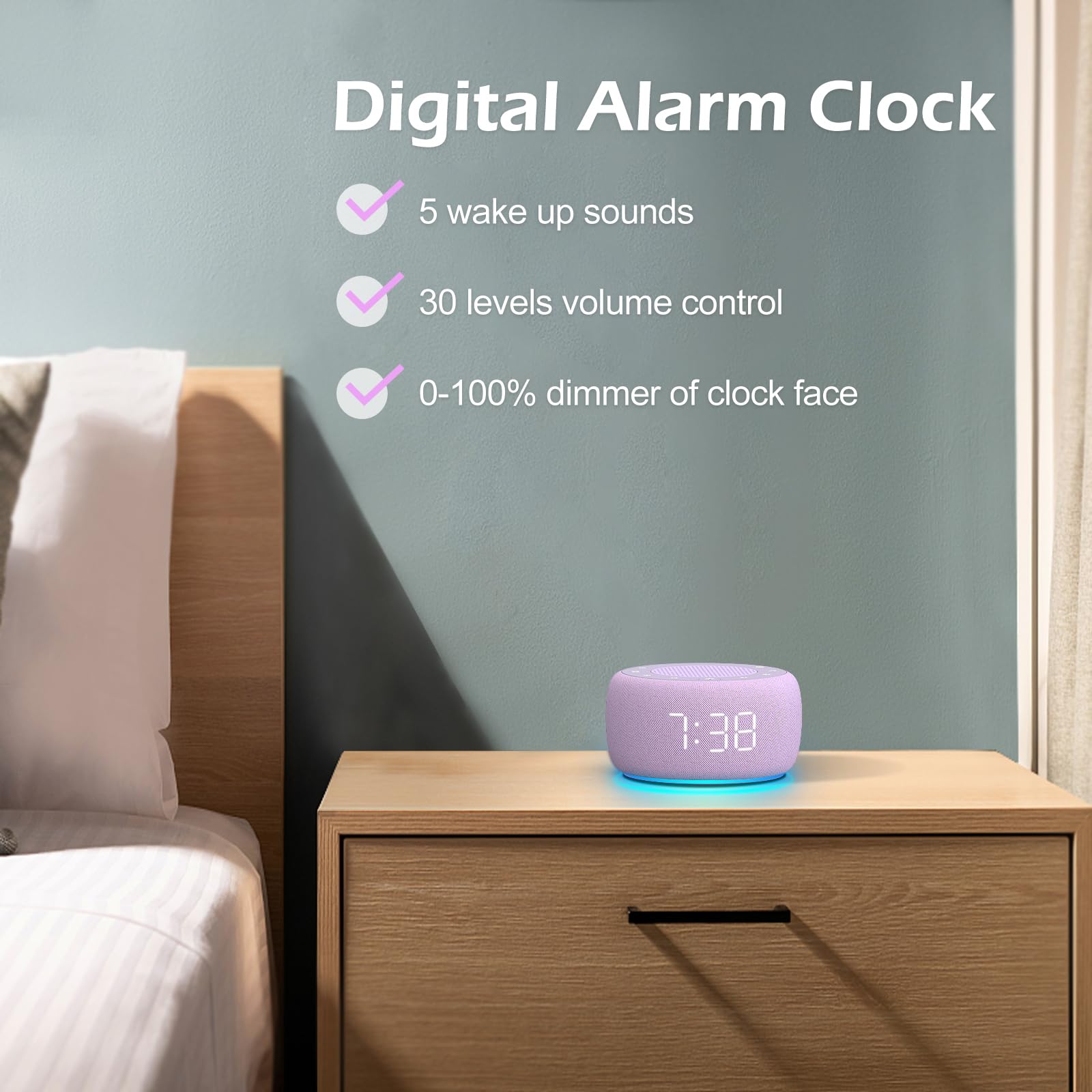 Buffbee sound machine 30-level volume range enables gentle control.
