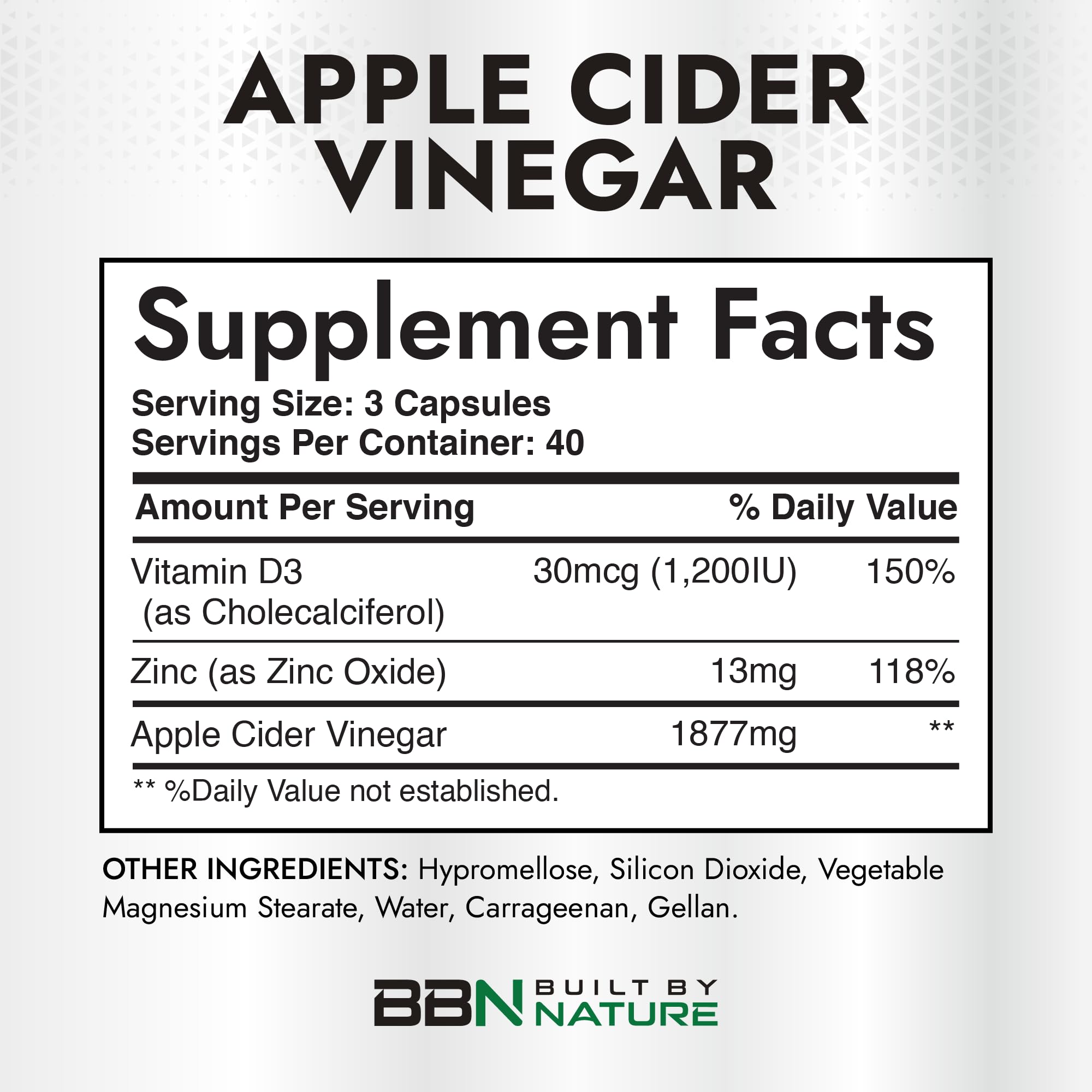 Built by Nature ACV capsules close-up highlights immune support ingredients.