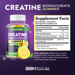 Close-up of lemon-flavored sugar-free creatine monohydrate gummies