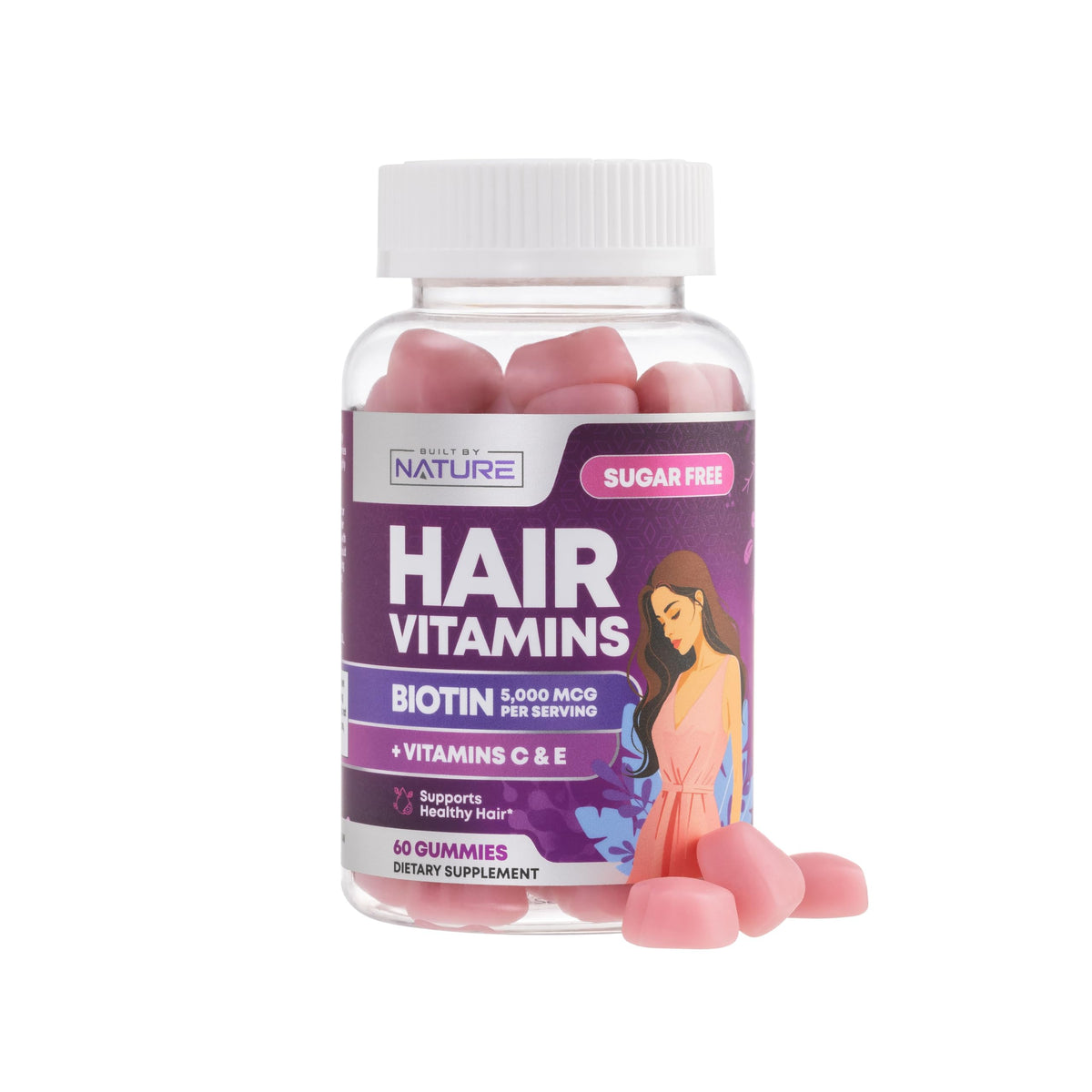Built by Nature Hair Vitamins bottle with label