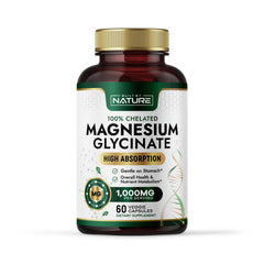 Bottle of Built By Nature magnesium glycinate 1000mg with 60 capsules