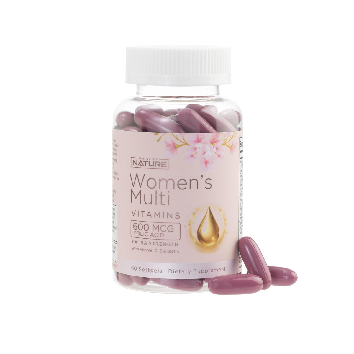 Bottle label of Built By Nature Vitamins for Women Multivitamin
