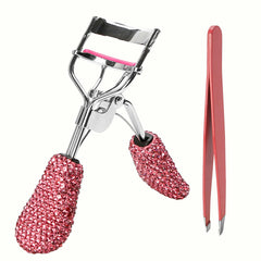 BuleVina pink lash curler crystal rhinestone for dramatic lashes without pinching.