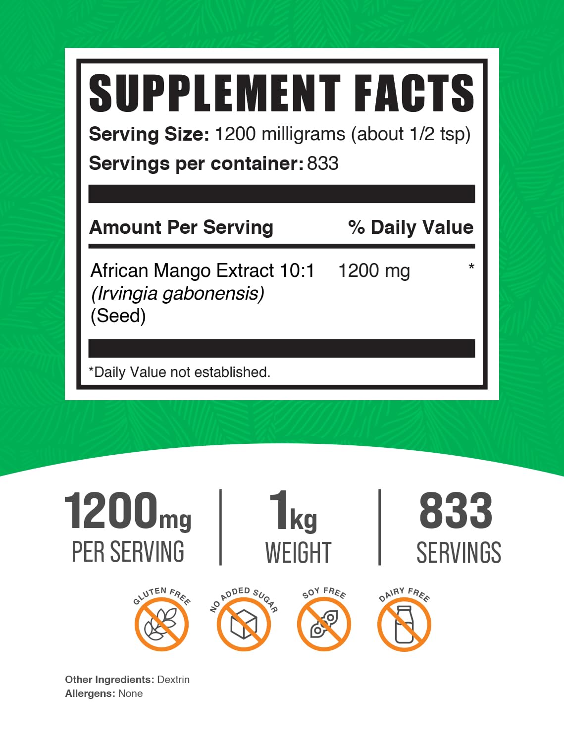 Packaging and label for African Mango Extract Powder