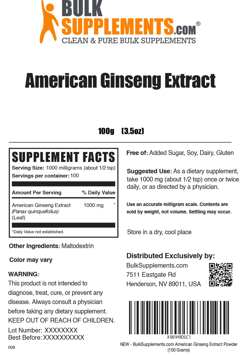 Serving scoop with American Ginseng Extract Powder