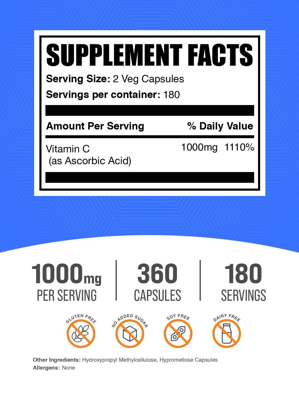 Close-up of Ascorbic Acid 1000mg capsules