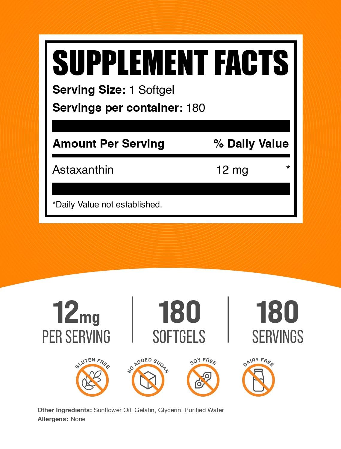Astaxanthin 12mg softgels packaging and bottle
