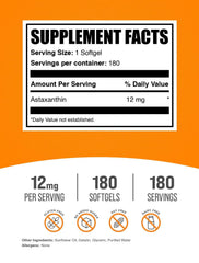 Astaxanthin 12mg softgels packaging and bottle