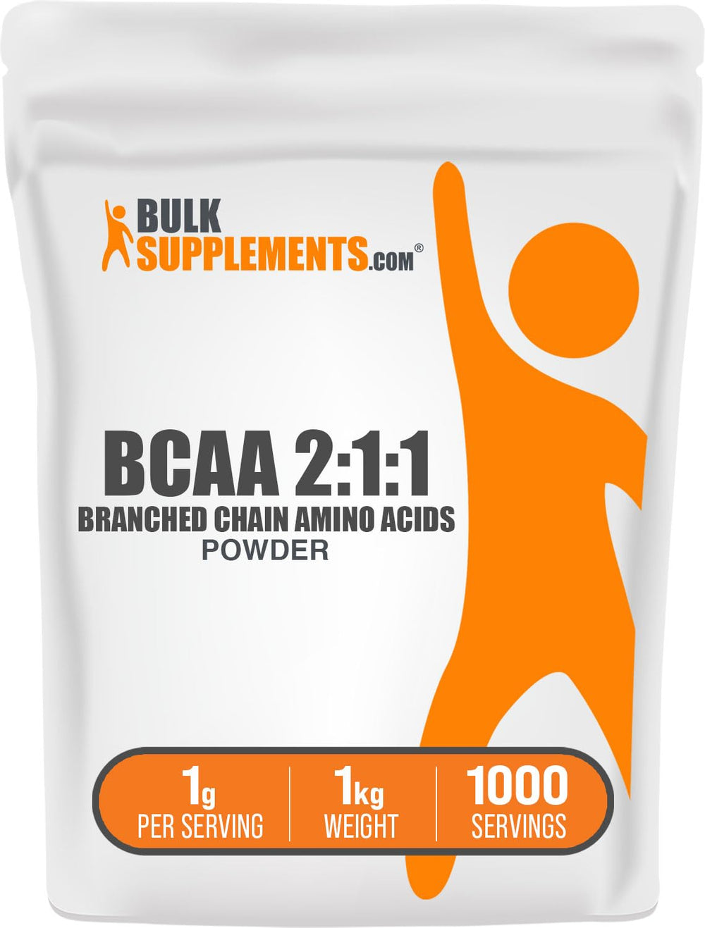 BulkSupplements BCAA 2:1:1 powder, unflavored, gluten-free, 1kg pack